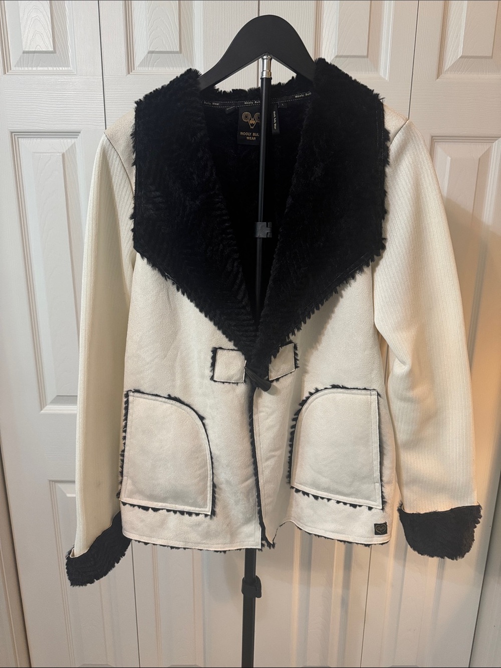 Wooly Bully Black & Cream Faux-Shearling Jacket
